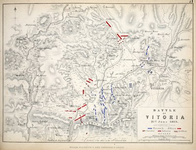 Map of the Battle of Vitoria, published by William Blackwood and Sons, Edinburgh and London, 1848 by Alexander Keith Johnston
